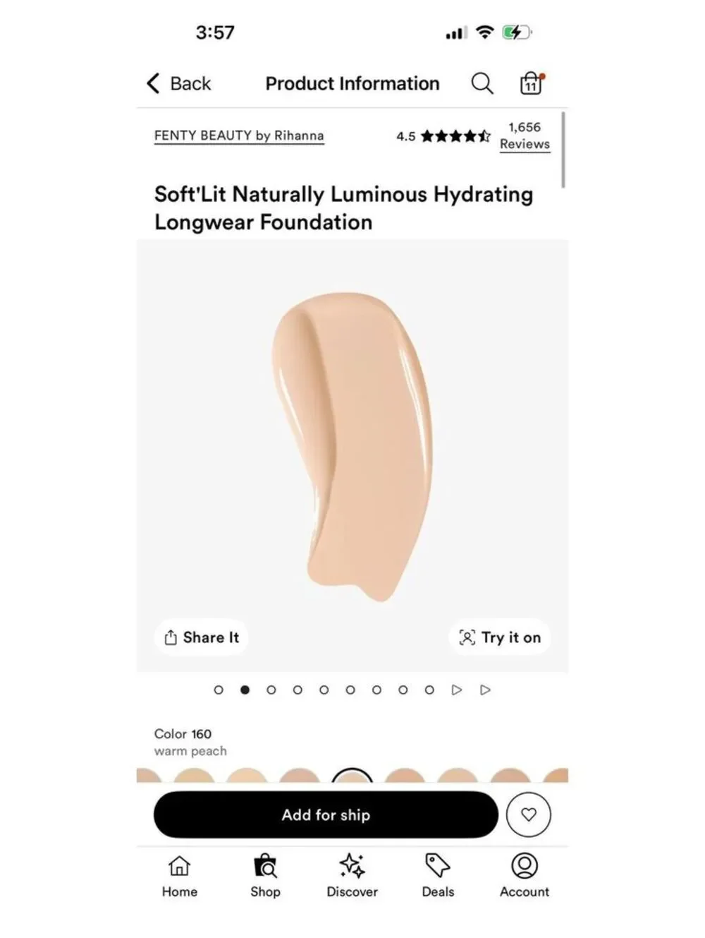 Fenty Beauty Soft'Lit Luminous Foundation $44 retail
